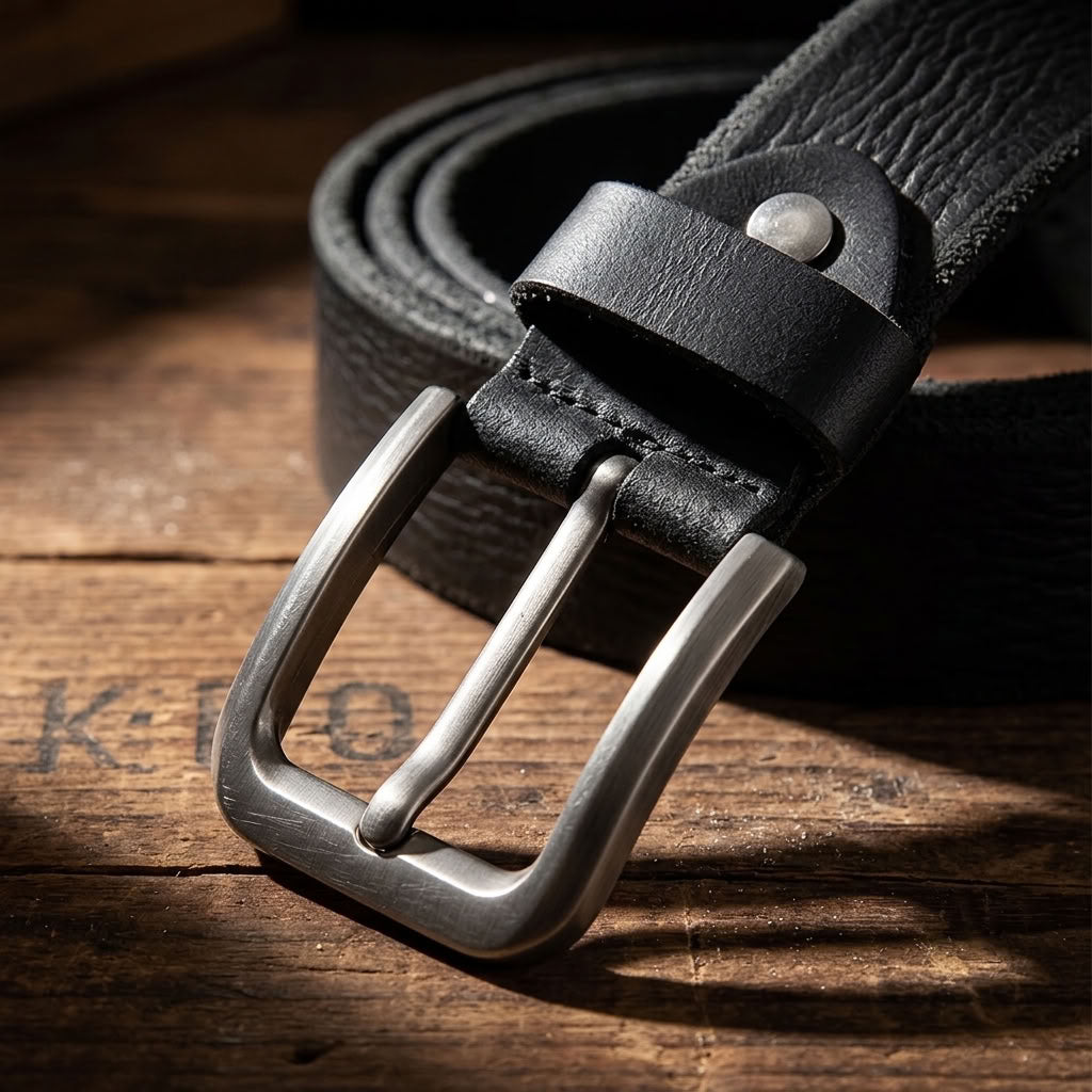 Ceinture en cuir noir "Le Faubourg" VALMONT