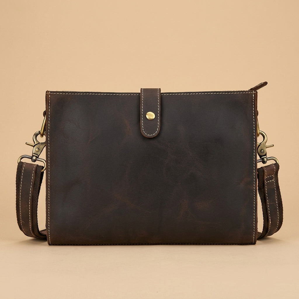 "L'Odyssée"| Sacoche bandoulière en cuir Crazy Horse VALMONT