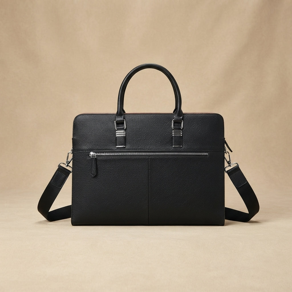 Porte-documents cuir homme VALMONT | Sac ordinateur élégant noir