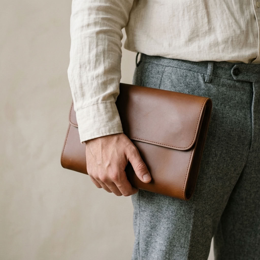 Pochette Cuir Homme Marron | VALMONT VALMONT