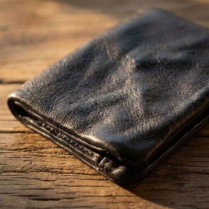 Portefeuille Cuir Tanné Végétal Homme Noir | VALMONT VALMONT