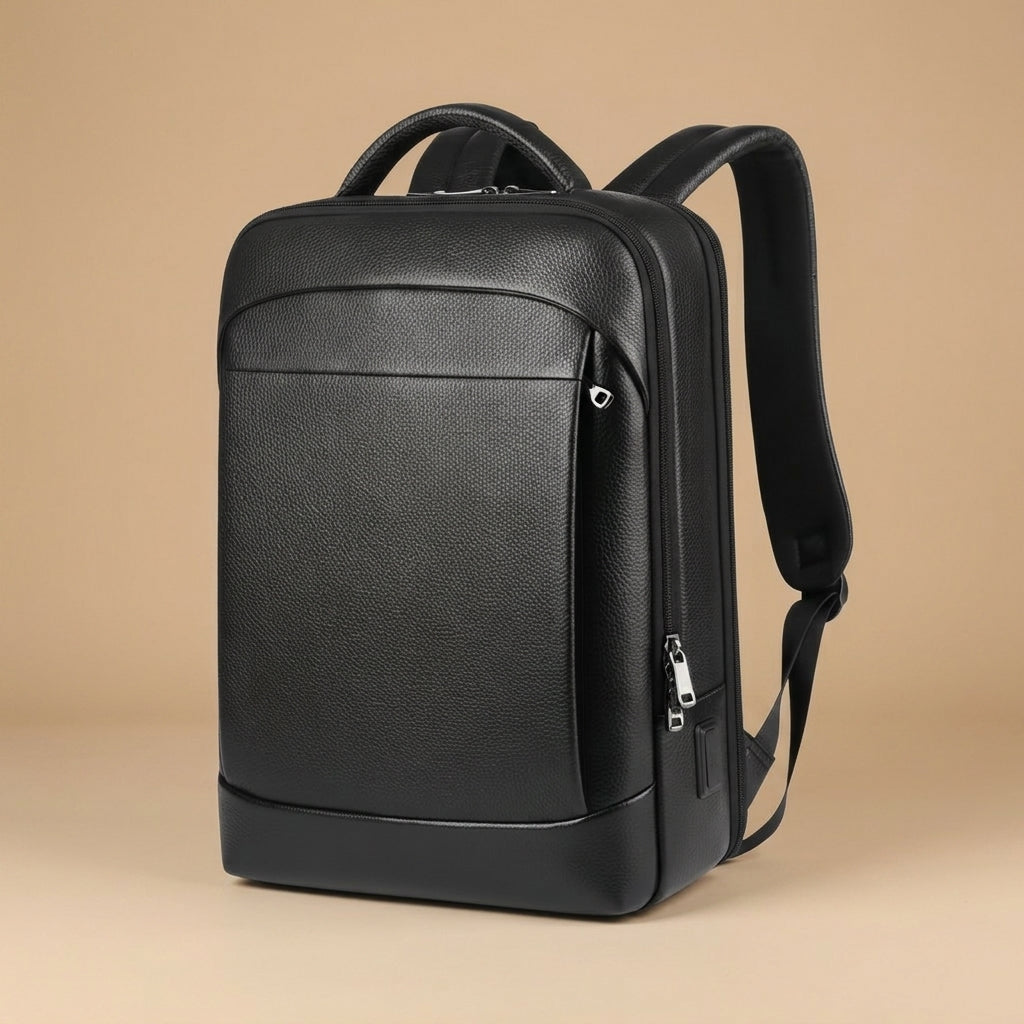 Sac à Dos Urbain Cuir Noir | VALMONT