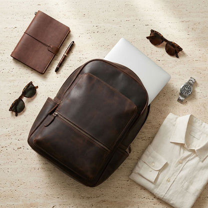 Sac à dos cuir homme café Crazy Horse – L'Arpenteur VALMONT