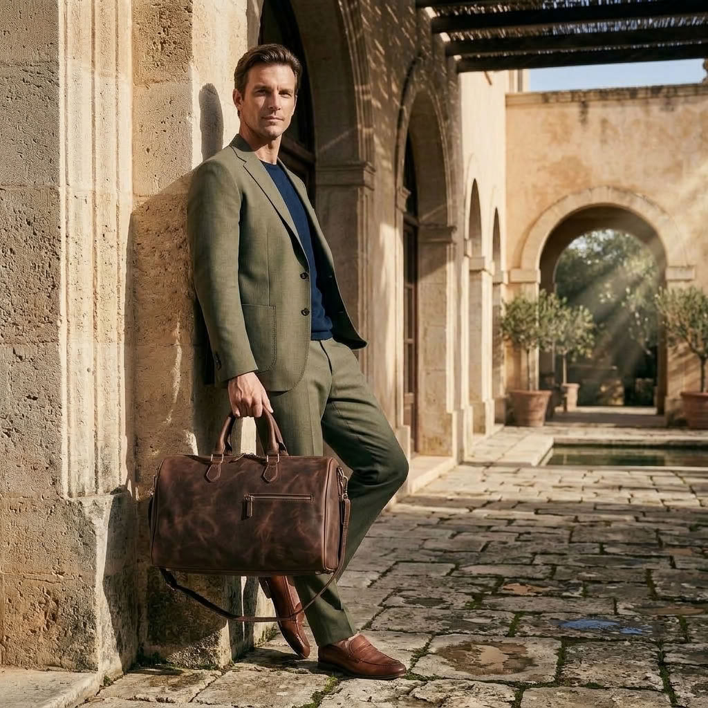 Sac de Voyage Weekend Homme en Cuir Café "Héritage" | VALMONT VALMONT