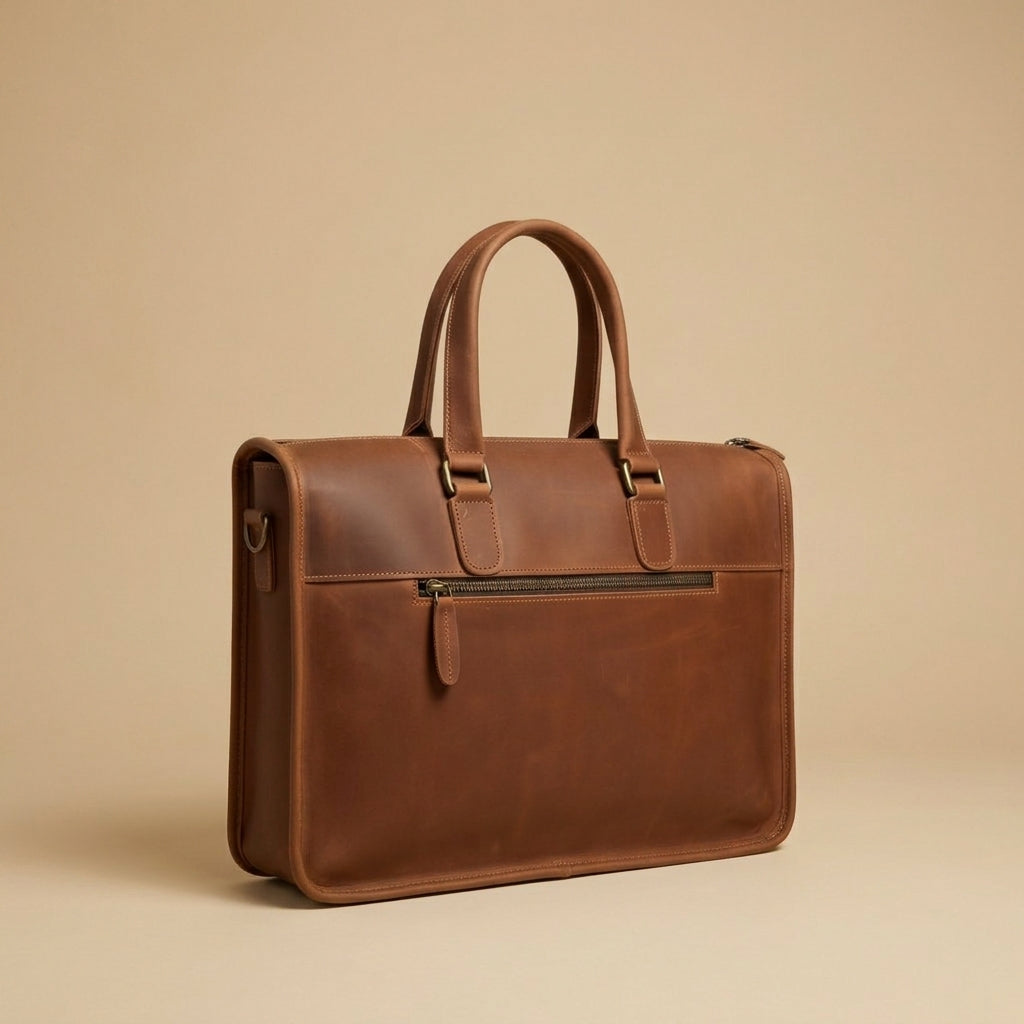 Porte-Documents en Cuir Pleine Fleur Cognac | VALMONT