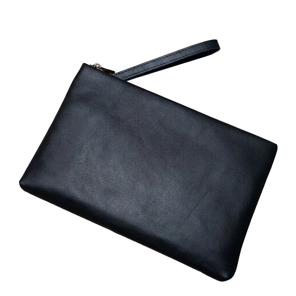 Pochette Homme en Cuir de Vachette Noir avec Dragonne "L'Émissaire" VALMONT