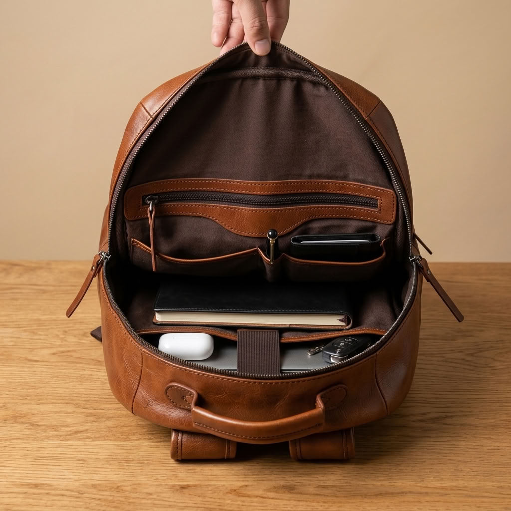 Sac à Dos Homme en Cuir Véritable Marron "Caspian" | VALMONT VALMONT