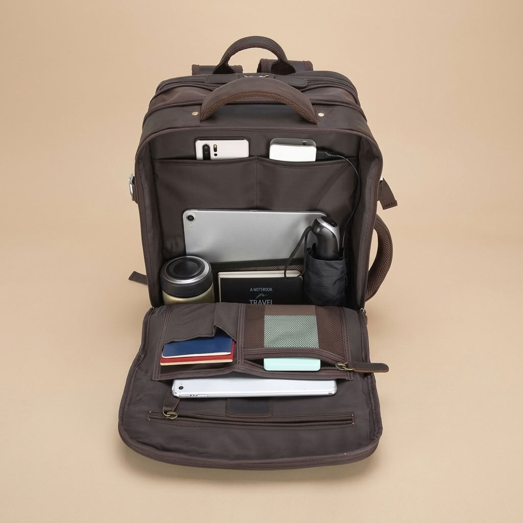 Sac à dos voyage cuir homme 15,6″ – Le Long-Courrier VALMONT