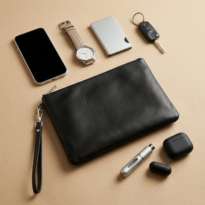 Pochette en Cuir d'Agneau VALMONT, compartiment intérieur