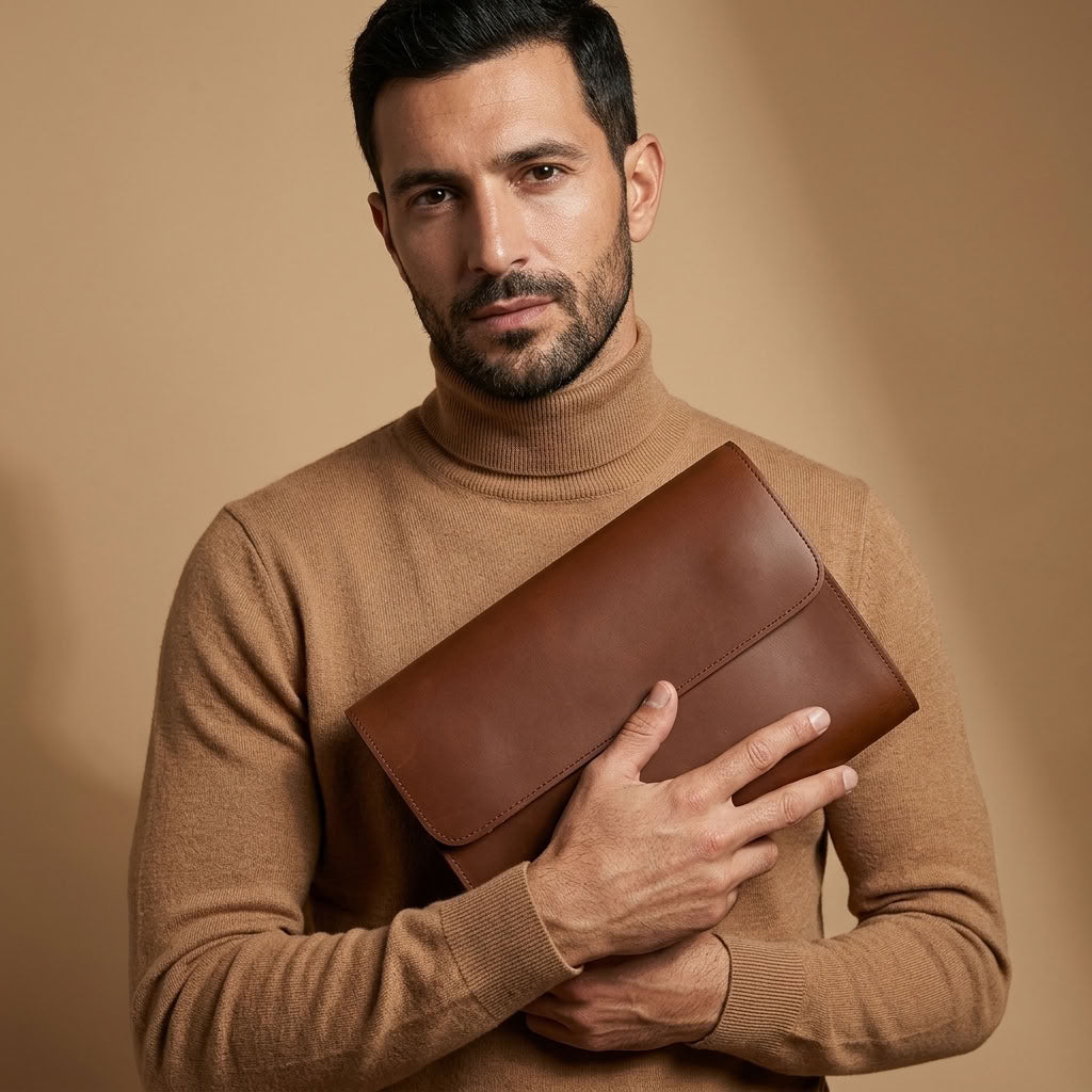 Pochette Cuir Homme Marron | VALMONT VALMONT