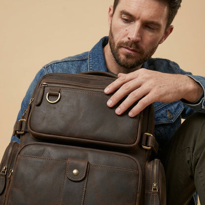 Sac à dos Homme en Cuir Vintage | Modèle Grand Voyageur VALMONT VALMONT OFFICIEL