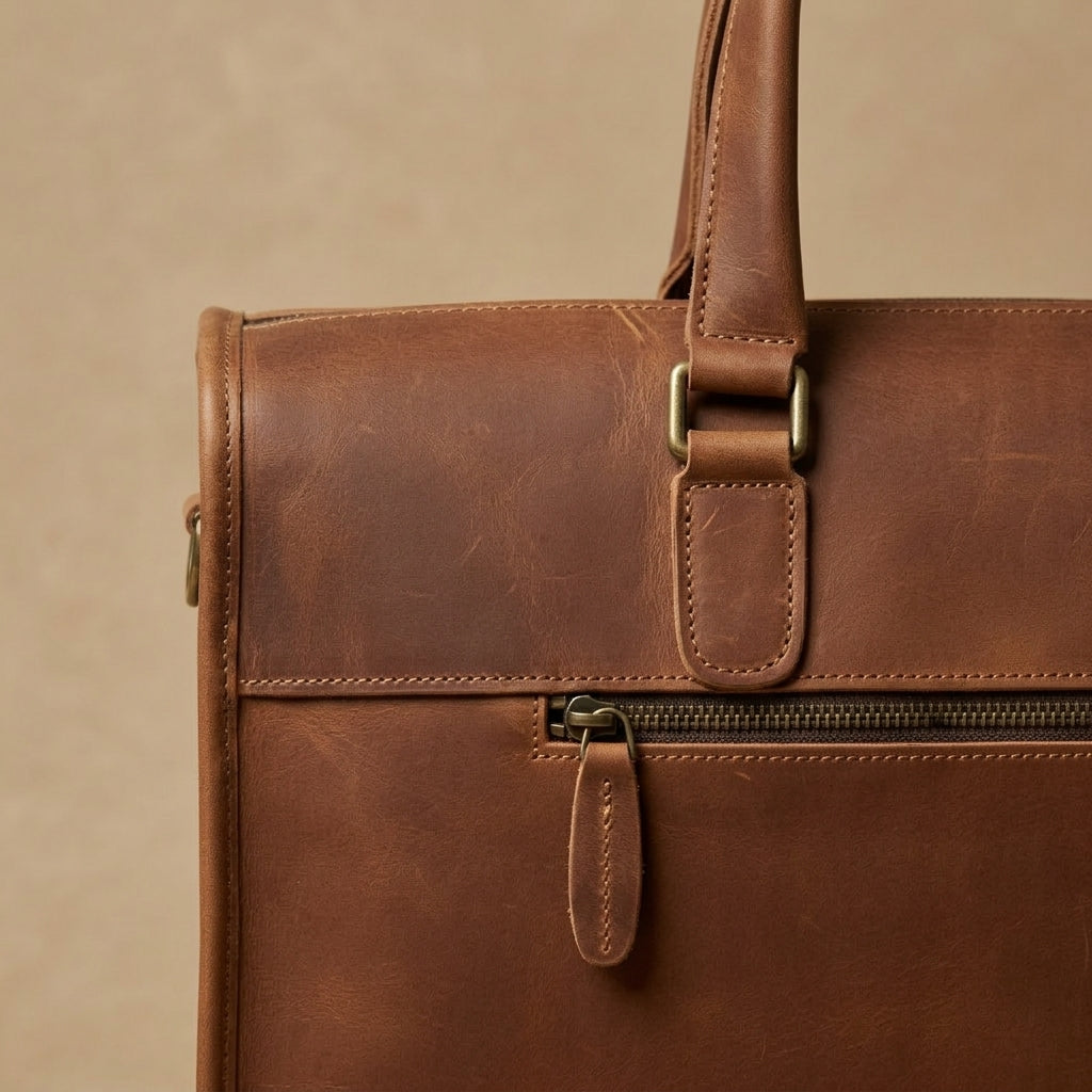 Porte-Documents en Cuir Pleine Fleur Cognac | VALMONT