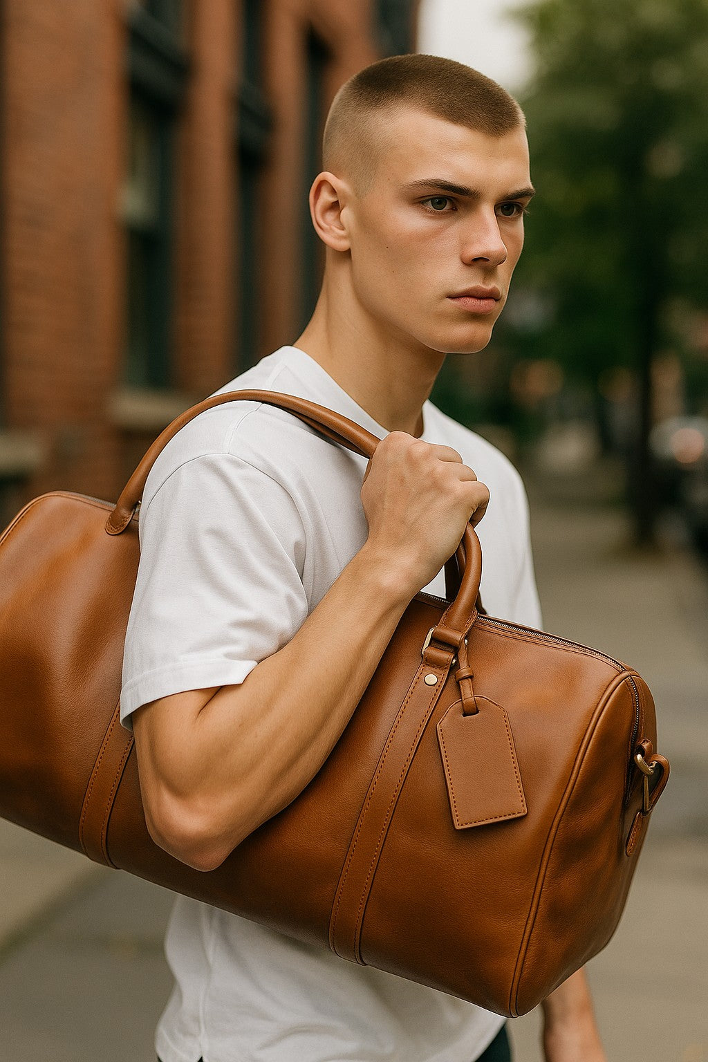 Sac Weekender Valmont – Cuir Pleine Fleur Marron