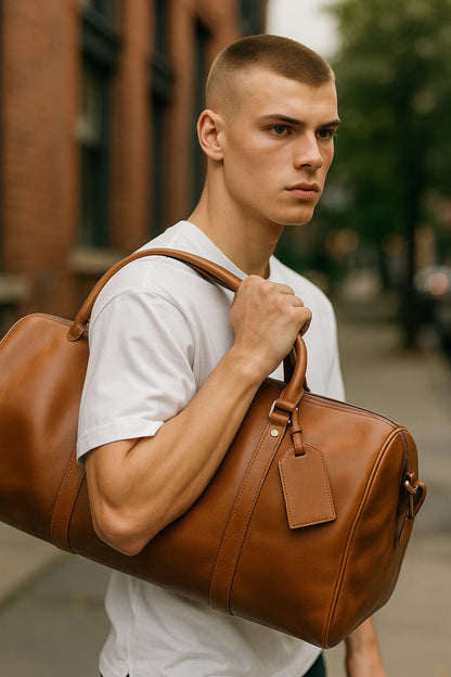 Sac Weekender Valmont – Cuir Pleine Fleur Marron