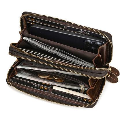 Portefeuille cuir homme VALMONT | Portefeuille long zippé vintage