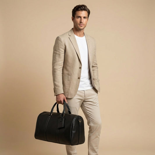 Sac Weekender VALMONT – Cuir Pleine Fleur Noir