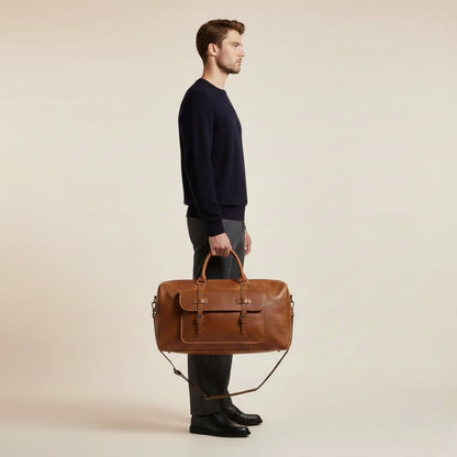 Sac Weekender VALMONT – Cuir Crazy Horse Marron