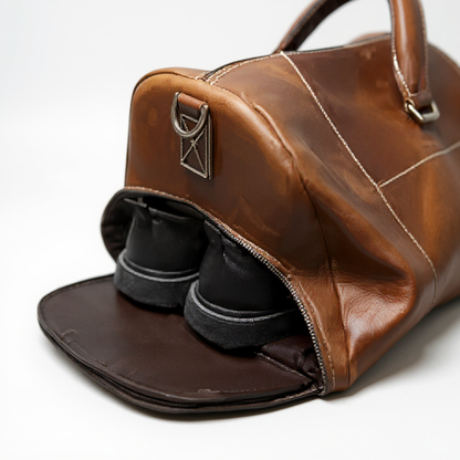 Sac Weekender VALMONT – Cuir Crazy Horse Marron