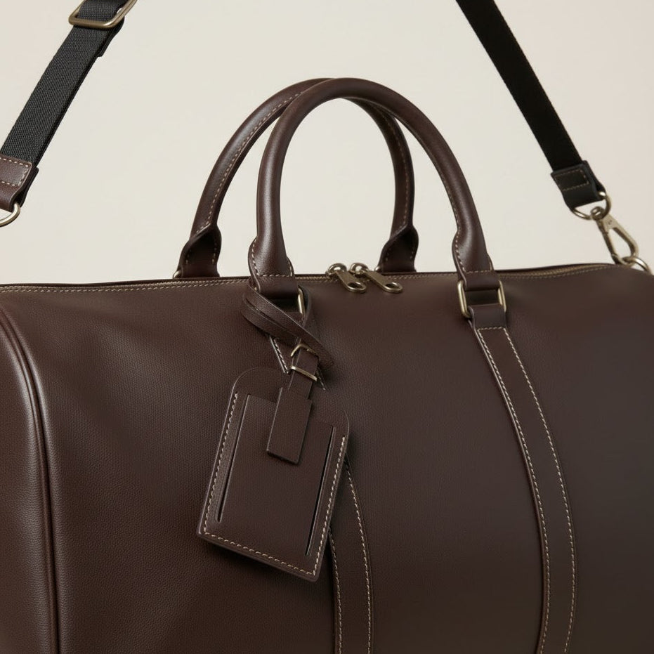 Sac Weekender VALMONT – Cuir Pleine Fleur Café