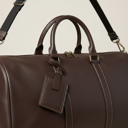 Sac Weekender VALMONT – Cuir Pleine Fleur Café