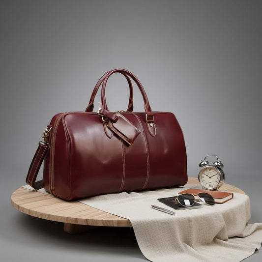 Sac de voyage Bordeaux VALMONT - Cuir Véritable