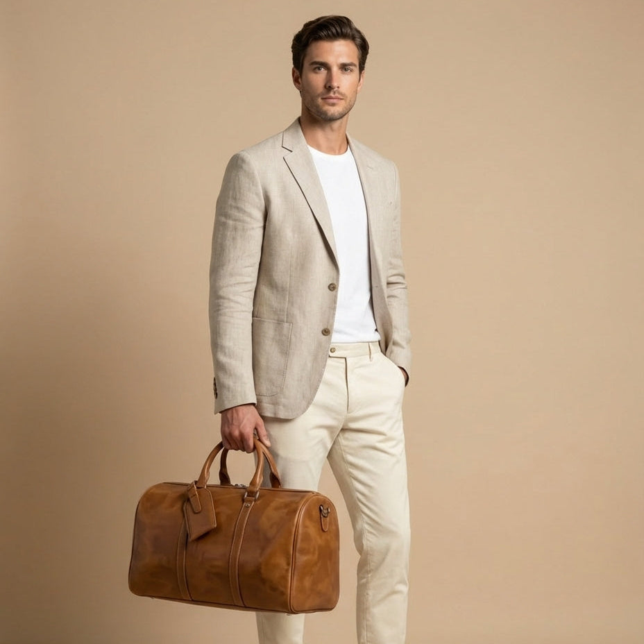Sac Weekender VALMONT | Cuir Pleine Fleur Marron