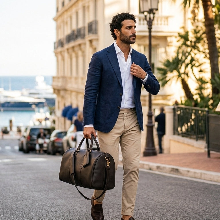 Sac weekender noir en cuir pleine fleur