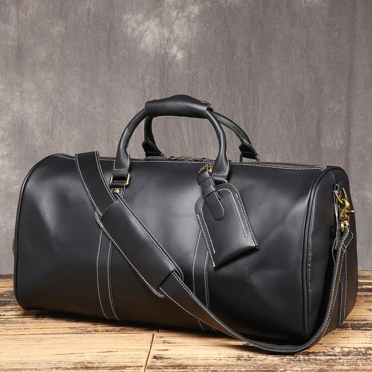 Sac Weekender VALMONT – Cuir Pleine Fleur Noir