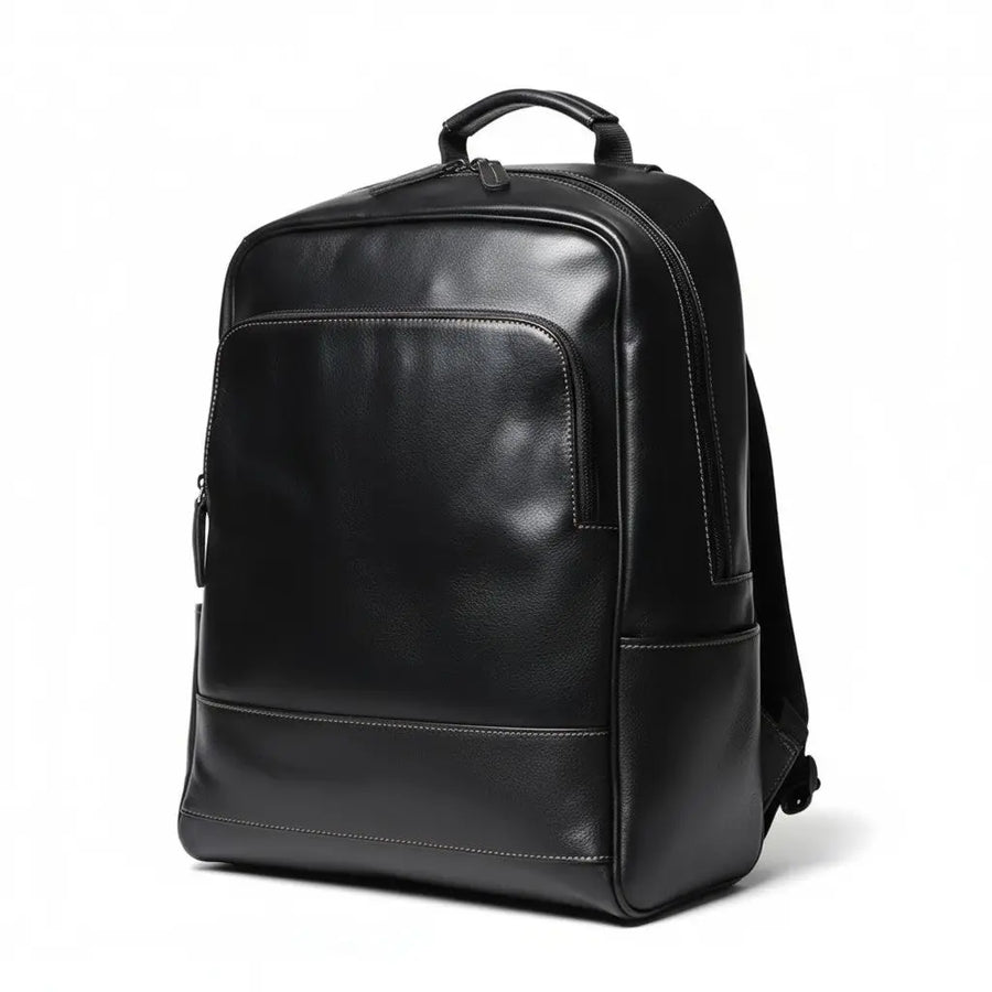 Sac à Dos Oslo VALMONT en cuir pleine fleur noir, vue principale