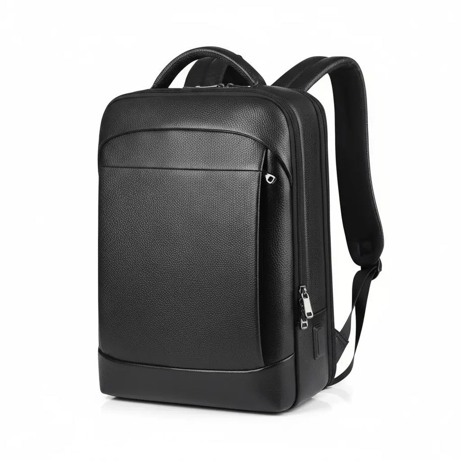 Sac à Dos Urbain Cuir Noir VALMONT, vue principale