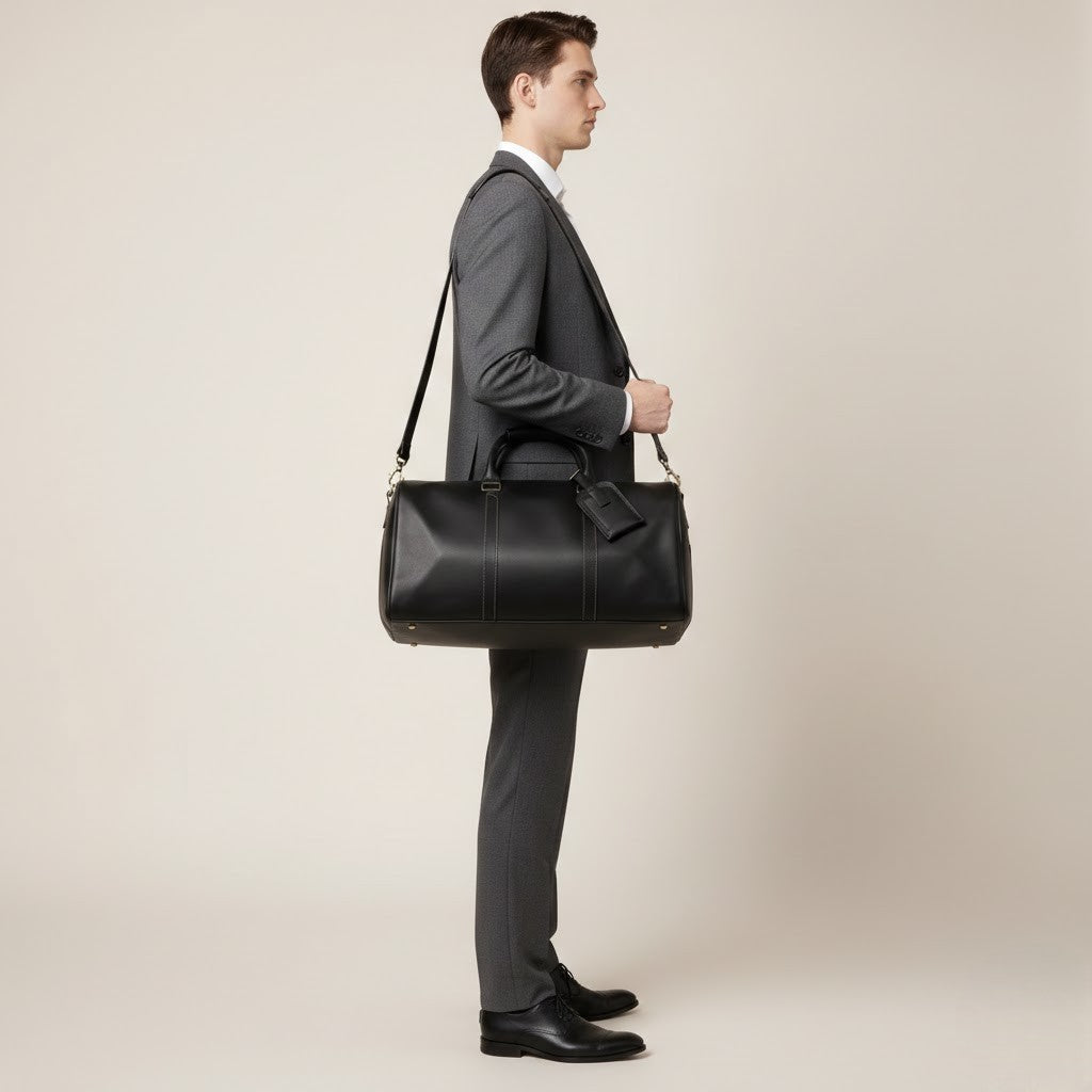 Sac Weekender VALMONT – Cuir Pleine Fleur Noir